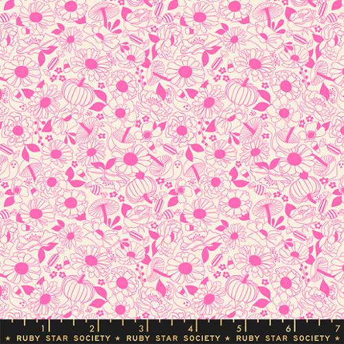 Halloween Floral Neon Pink - Tiny Frights - Ruby Star