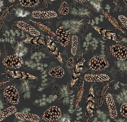 Remnant ** Pinecones and Feathers Black- Lodge Life