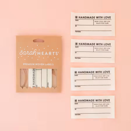 Organic Quilt Label - Sarah Hearts