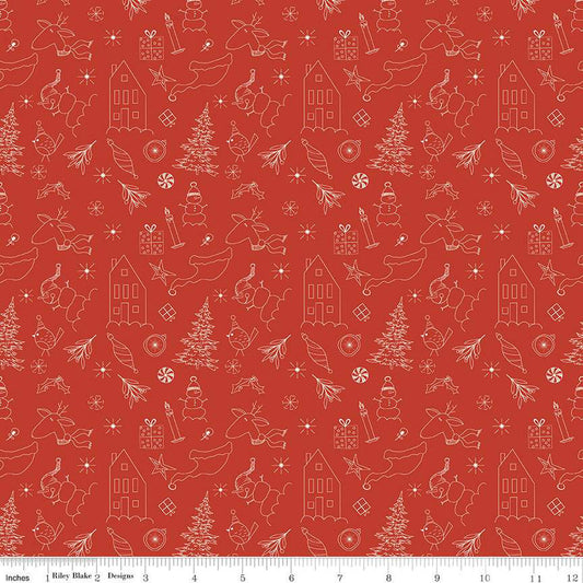 Christmas Is In Town - Doodles - Red