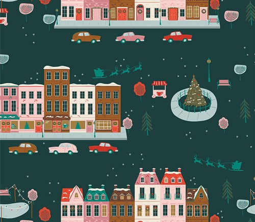 Joyful Boulevard Night - Christmas in the City - Art Gallery Fabrics