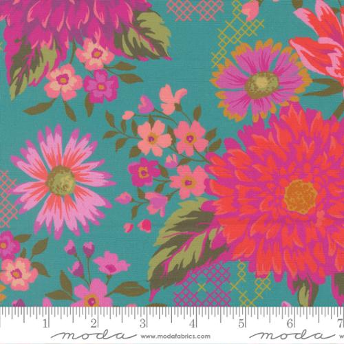 Happy Blooms Teal - Parlor - Moda