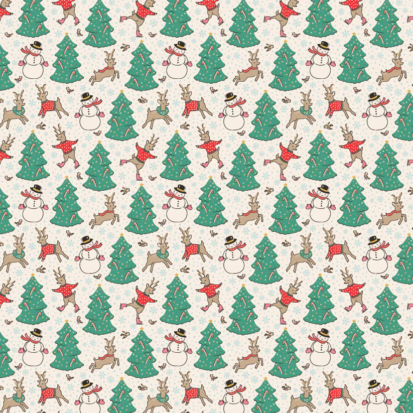 Skating Deer Natural - Oh What Fun by Poppi Cotton