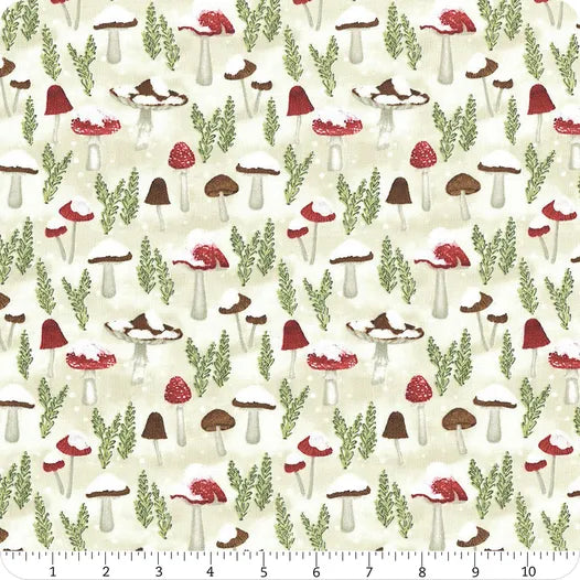 Woodland Snowman - Mushrooms All Over - Wilmington Fabrics