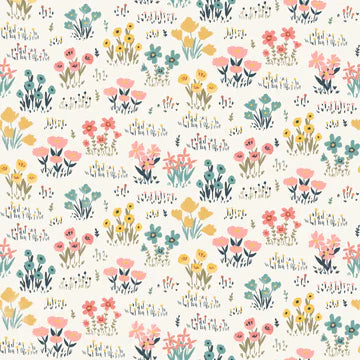 Wild Flowers White - Amanda Grace Designs - Poppie Cotton