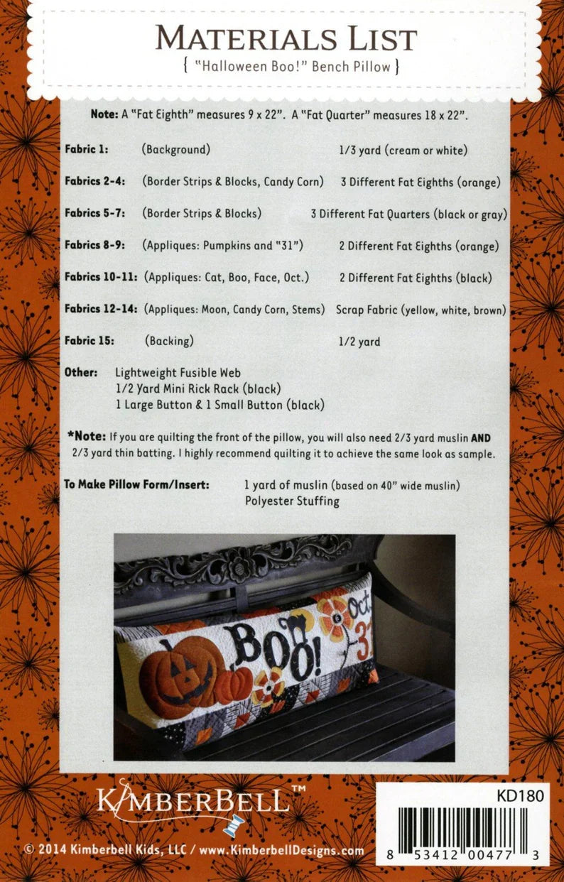 Halloween Boo! Bench Pillow (Sewing Version)