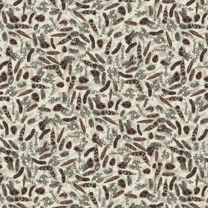 Pinecones and Feathers Beige - Lodge Life