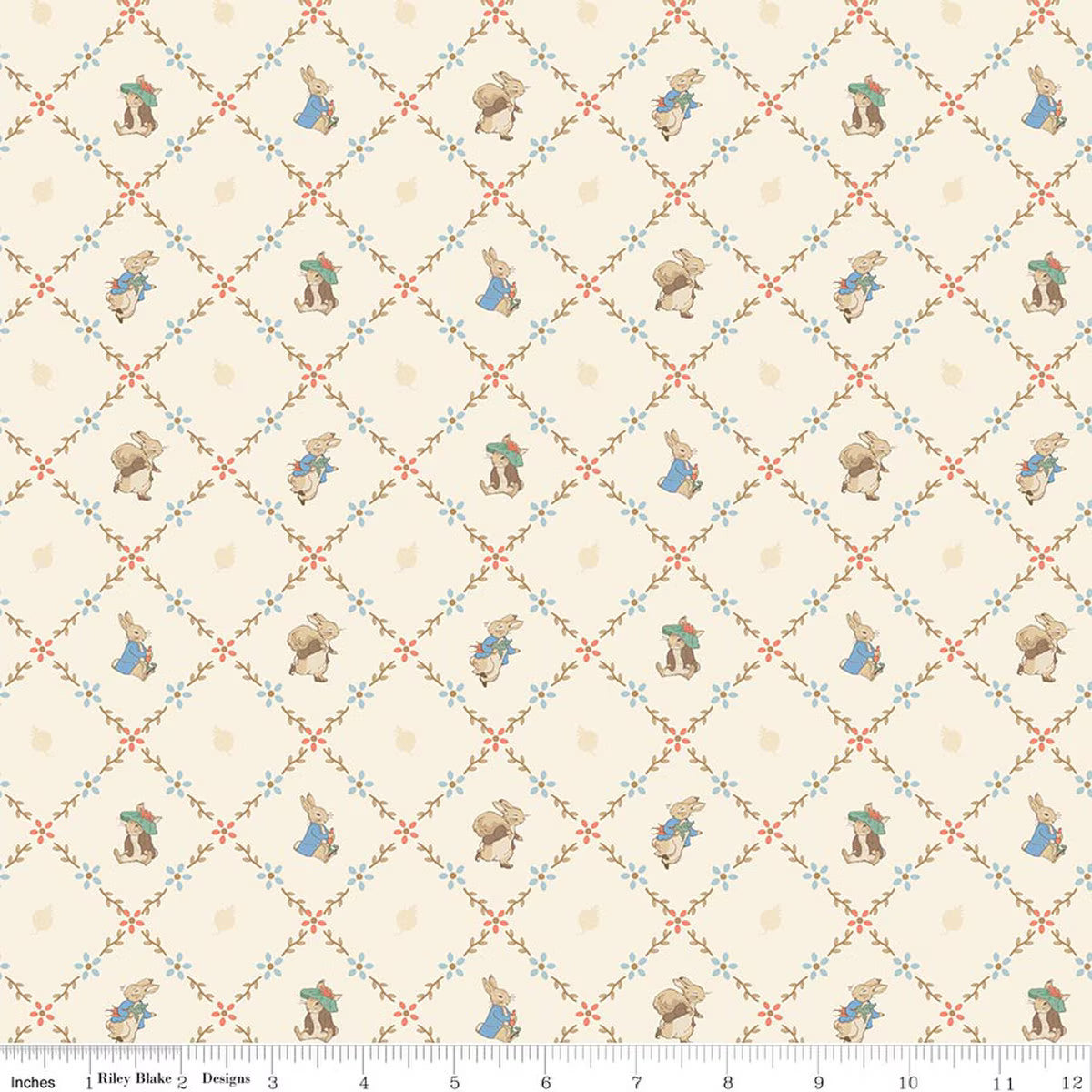 Bunny Lattice Cream - Peter Rabbit and Benjamin Bunny - Riley Blake