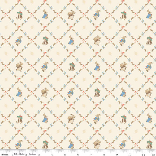 Bunny Lattice Cream - Peter Rabbit and Benjamin Bunny - Riley Blake