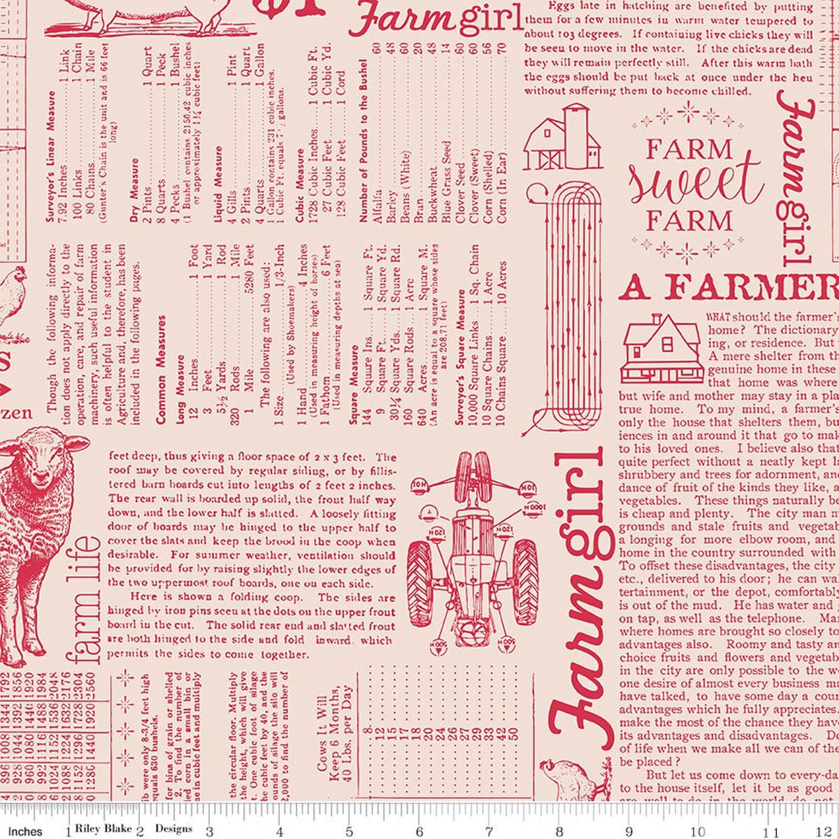 Farmer's Daughter - Farm Life Background Tea Rose - Lori Holt - Riley Blake