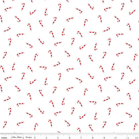 Candy Cane in White - Seasonal Basics - Riley Blake Designs
