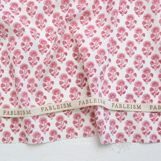 Pink - Stamped Floral - Indian Block Print - Fableism