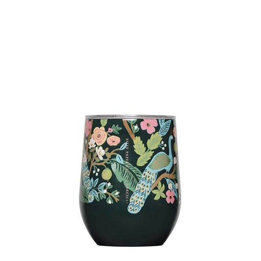 Rifle Paper Co Stemless 12oz - Peacock Blue