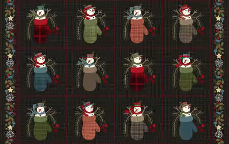 Black Snowman Blocks - Holly Jolly Flannel - Maywood Studios
