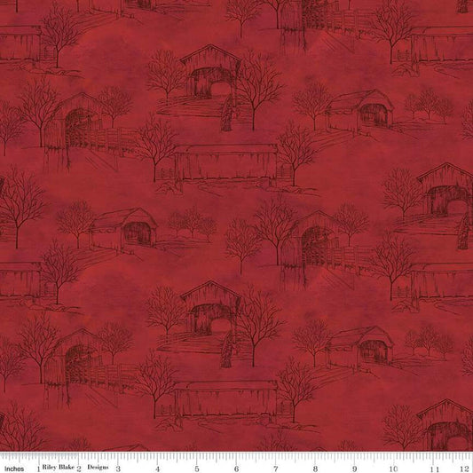 Covered Bridges in Fall - Red
