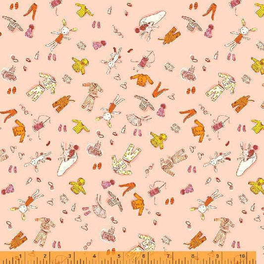 Windham Fabrics - Lucky Rabbit - Doll Clothes Pink