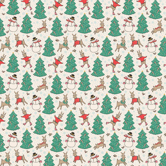 Skating Deer Natural  - Oh What Fun by Poppi Cotton