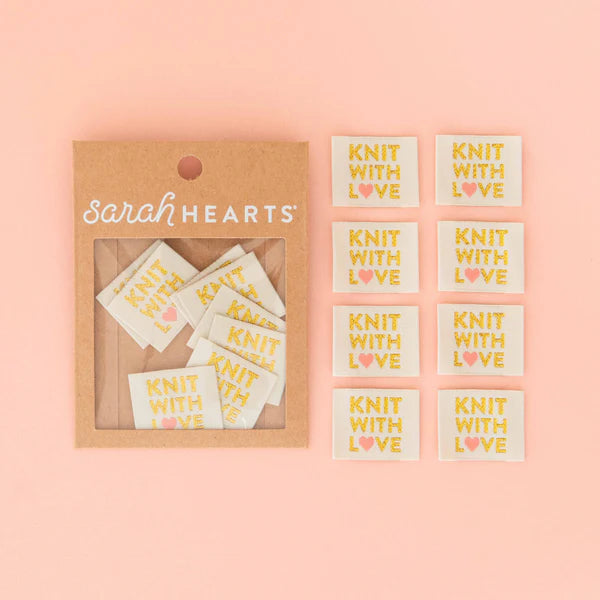 Knit with Love - Woven label - Sarah Hearts