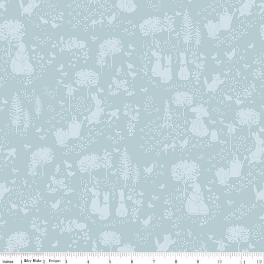 Garden Tonal Blue - Peter Rabbit and Benjamin Bunny - Riley Blake