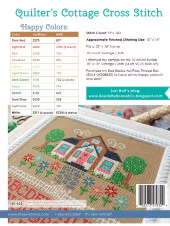 Quilter's Cottage - Cross Stitch Pattern - Lori Holt Bee in my Bonnet