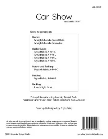 Car Show  Quilt Pattern - Laundry Basket Quilts
