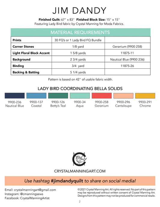 Jim Dandy Quilt  Pattern - Crystal Manning