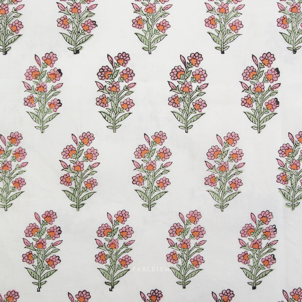 Blushing - Wild Floral - Indian Block Print - Fableism
