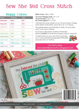 Sew She Did - Cross Stitch Pattern - Lori Holt Bee in my Bonnet