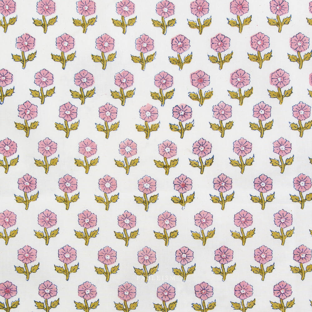Pink - Flowerling - Indian Block Print - Fableism