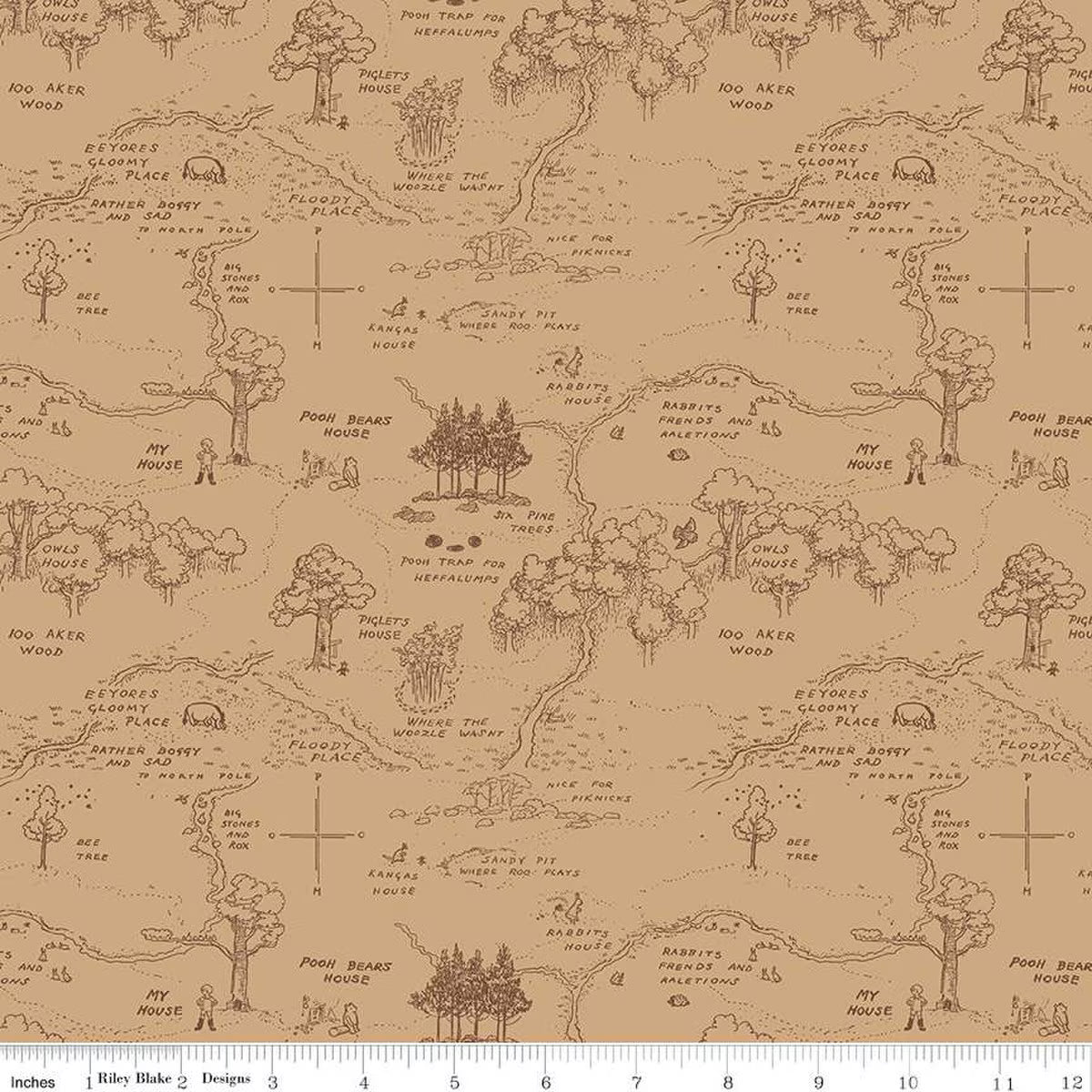 Map Brown - Winnie the Pooh  - Riley Blake