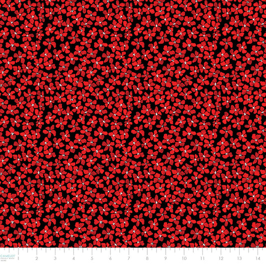 Scattered Floral Black & Red - Hen House - Camelot