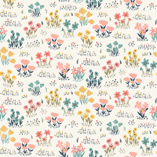 Wild Flower - White - Painted Blossoms - Poppie Cotton